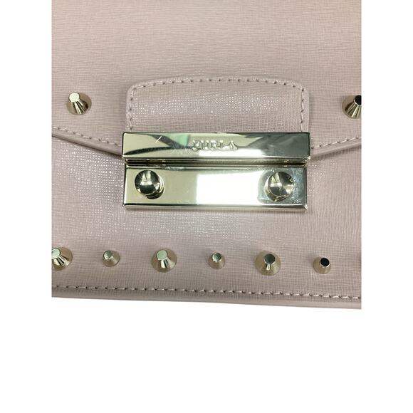 NWT Furla Crossbody Women’s 1Size Gold Hardware Studs Saffiano Leather Dust Pink - Picture 7 of 12